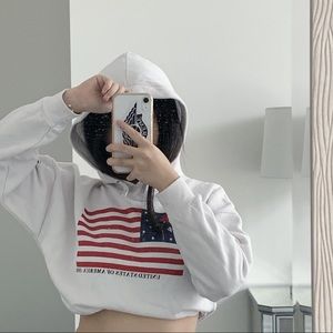 cropped white hoodie